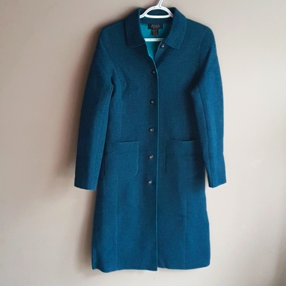 DANA BUCHMAN Petites Teal Wool Jacket Size XS/S - Picture 7 of 12